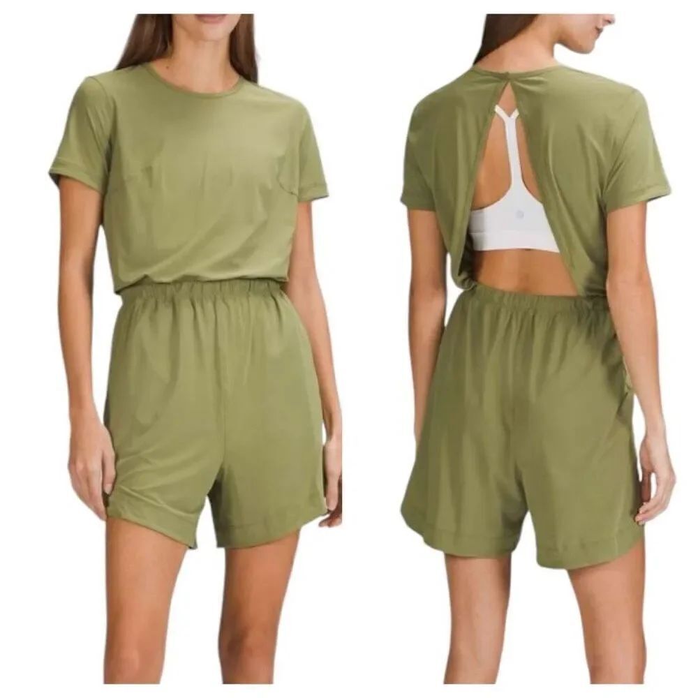 Lululemon Lightweight High-Neck Romper Bronze Green Size 4
